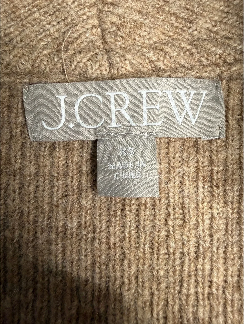J.Crew Women’s XS Long Open Cardigan Brown Merino Wool Alpaca Blend Pockets